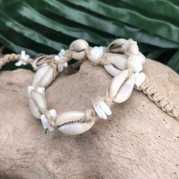 New BEACH HIPPIE HEMP Cowrie & PUKA POOKA SHELLS Macrame Unisex Necklace - Picture 3 of 12
